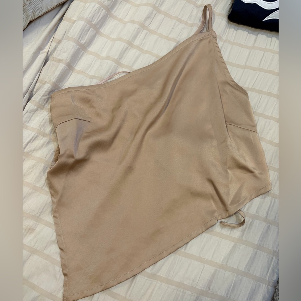 REVOLVE Tan Asymmetrical Blouse